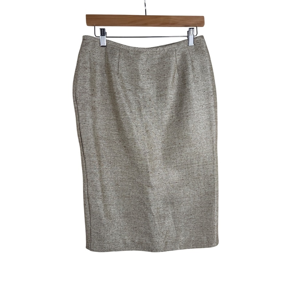 Kasper Women's Metallic Tan Tweed Skirt Size 6